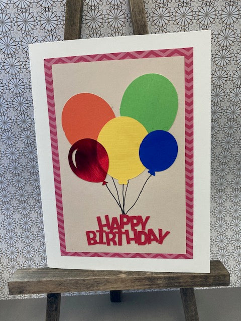Happy Birthday - Multi coloured Balloons (Portrait)
