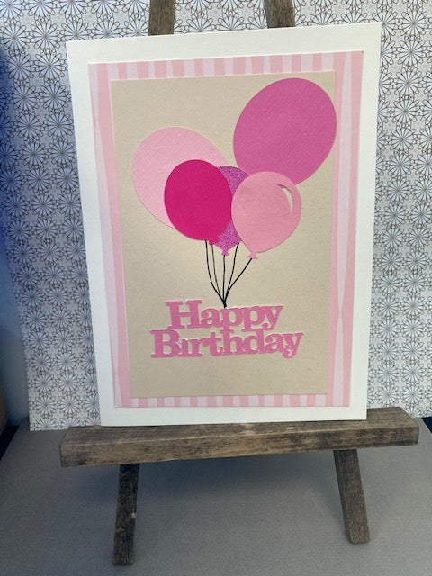 Happy Birthday - Pink Balloons (Portrait)