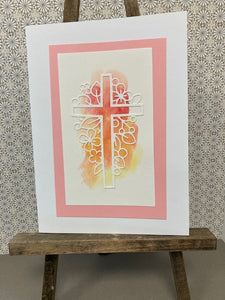 Religious - Watercolour Cross Pink