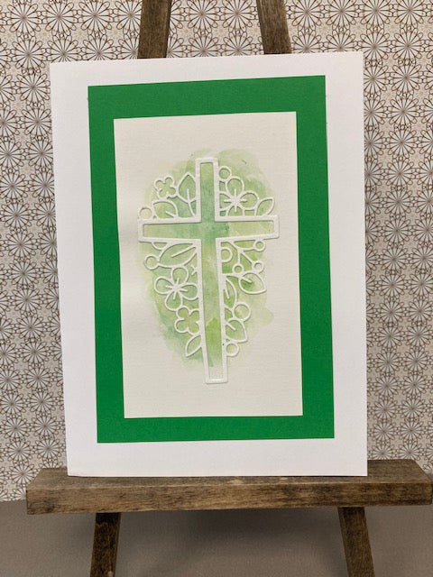Religious - Watercolour Cross Green