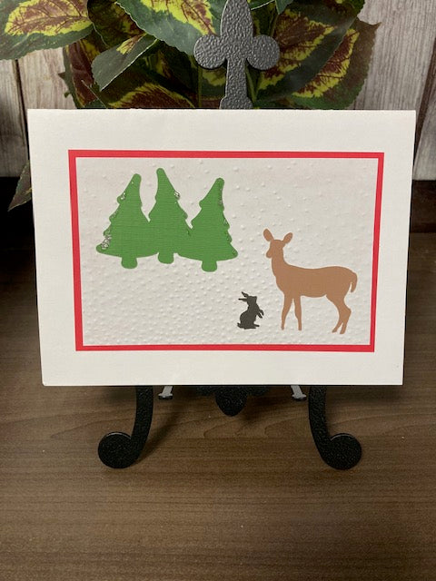Christmas - Deer and bunny with trees