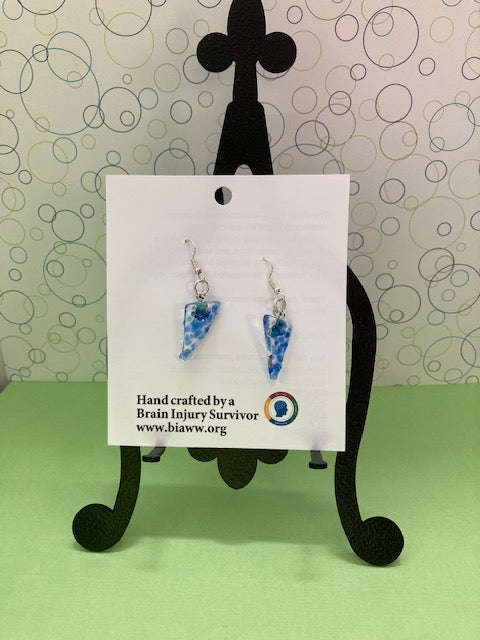Earrings - Clear with Blue Crushed glass