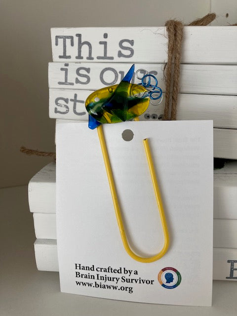 Large Paperclip Bookmark - Yellow bird with Yellow clip