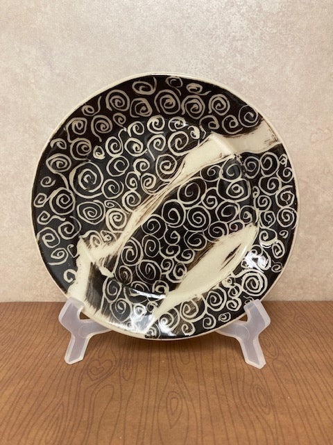 Ceramic - Plate, Black and Tan Swirls
