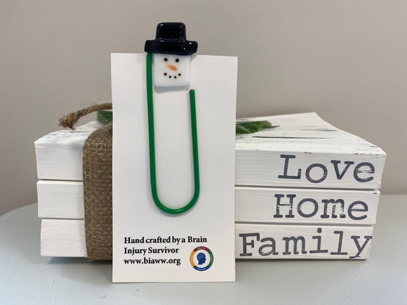 Large Paperclip Bookmark - Snowman
