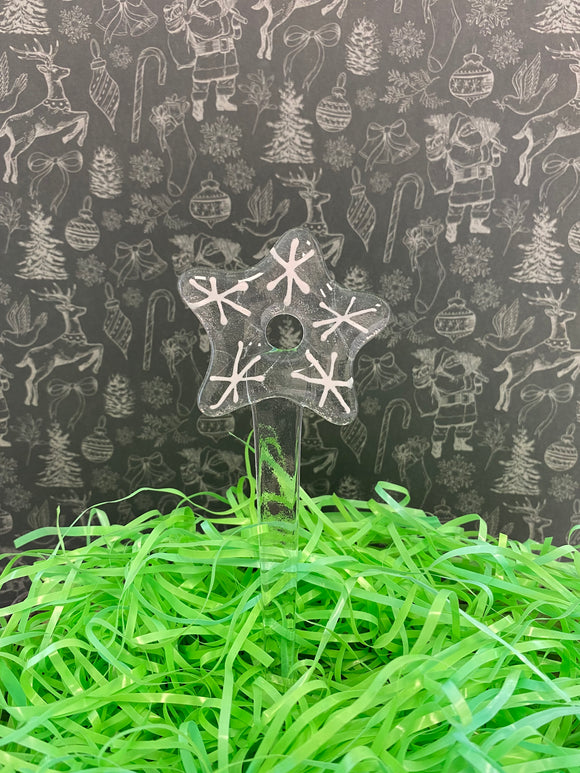 Plant Picks - Clear Star with Snowflakes