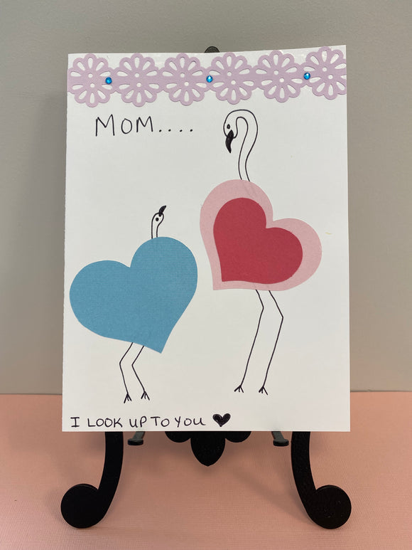 Mothers Day - Flamingo Mom and Blue child