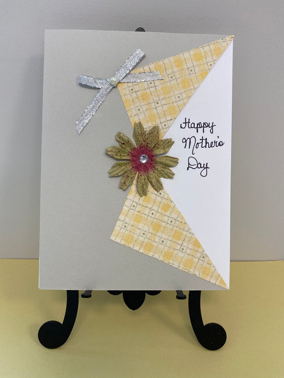Mothers Day - Grey and Yellow Envelope with flower