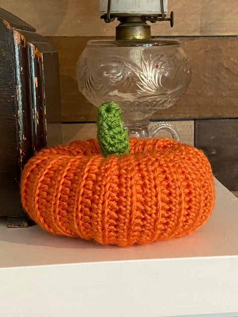 Crocheted - Pumpkin Orange with green stem